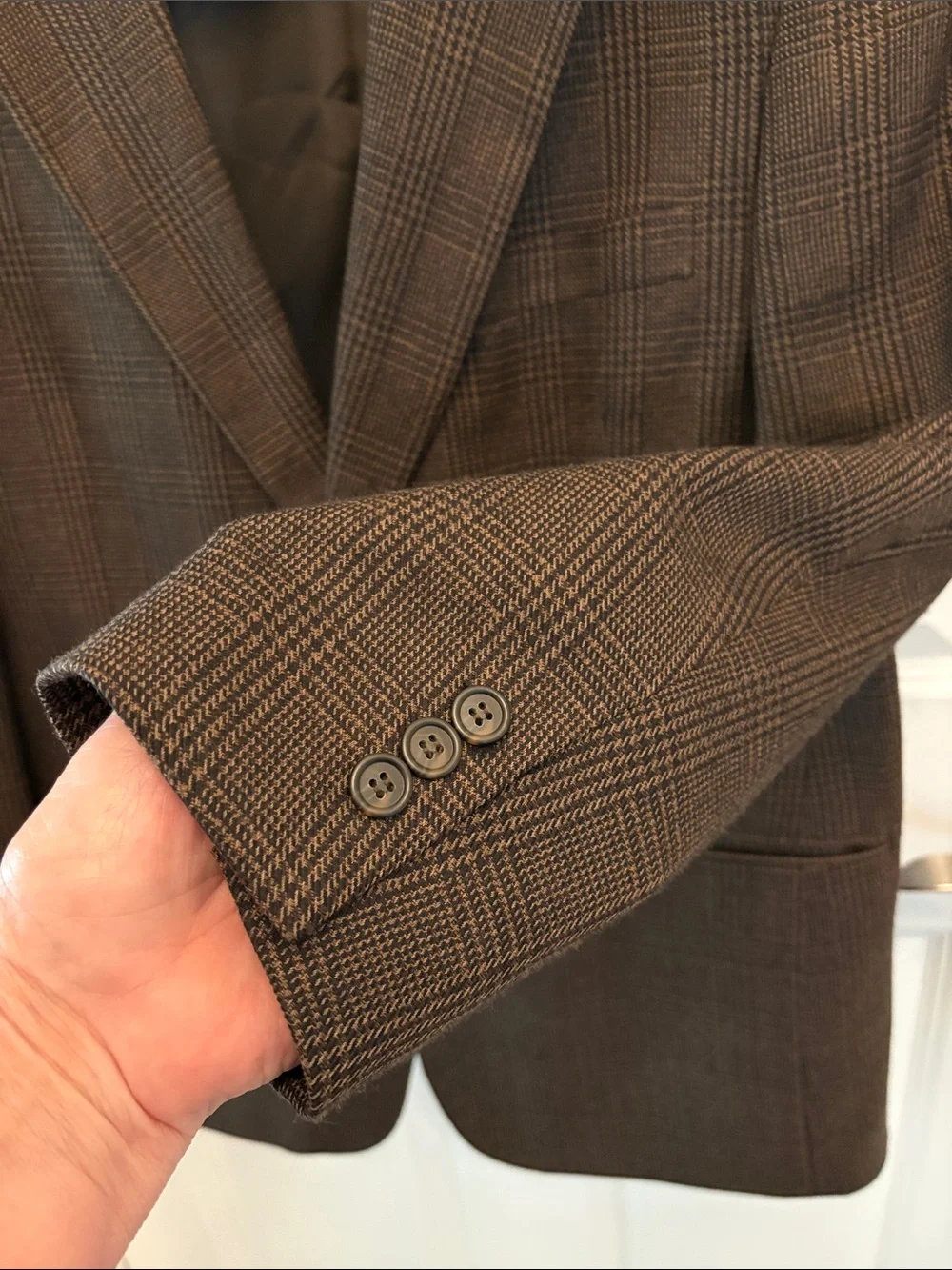 Stanley Blacker Men’s Brown Plaid Tweed Blazer Classic 2 Button Sport Coat 42R